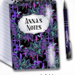 purple teal zombie bat gothic notebook journal option to personalise