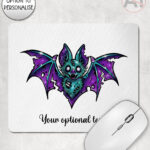 purple teal zombie bat gothic mouse mat option to personalise