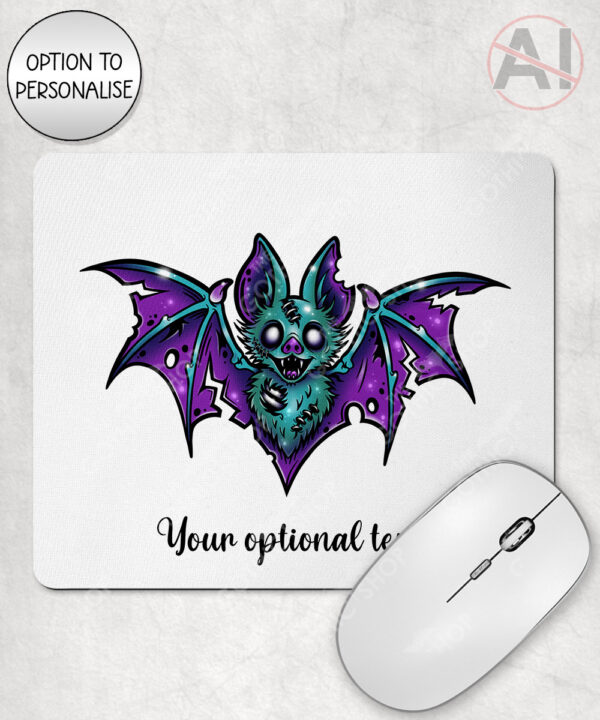 purple teal zombie bat gothic mouse mat option to personalise