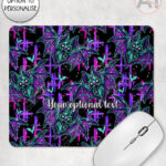 purple teal zombie bat gothic mouse mat option to personalise
