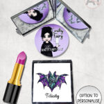 purple teal zombie bat gothic compact mirror option to personalise