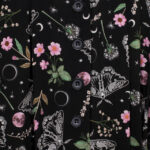 chrysalis black moth & floral gothic midi skirt by hell bunny