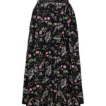 chrysalis black moth & floral gothic midi skirt by hell bunny