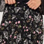 chrysalis black moth & floral gothic midi skirt by hell bunny