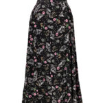 chrysalis black moth & floral gothic midi skirt by hell bunny