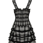 harley black & white tartan punk gothic dress by hell bunny