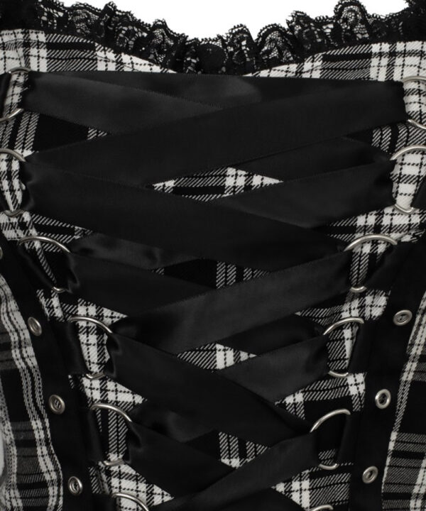 harley black & white tartan punk gothic dress by hell bunny