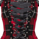 harley red tartan punk gothic dress by hell bunny