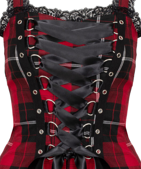 harley red tartan punk gothic dress by hell bunny