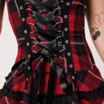 harley red tartan punk gothic dress by hell bunny