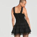 harley black lace trim punk gothic mini dress by hell bunny