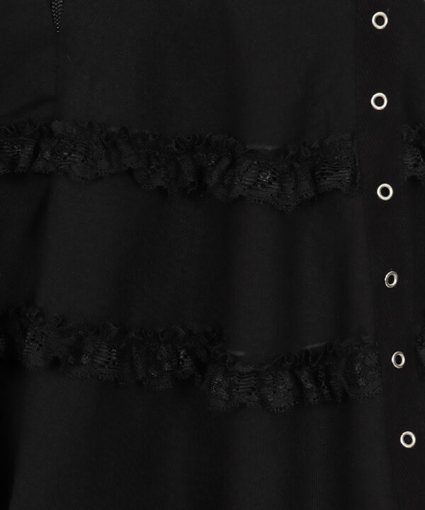 harley black lace trim punk gothic mini dress by hell bunny