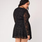 wildflower black flocked floral gothic mini dress by hell bunny