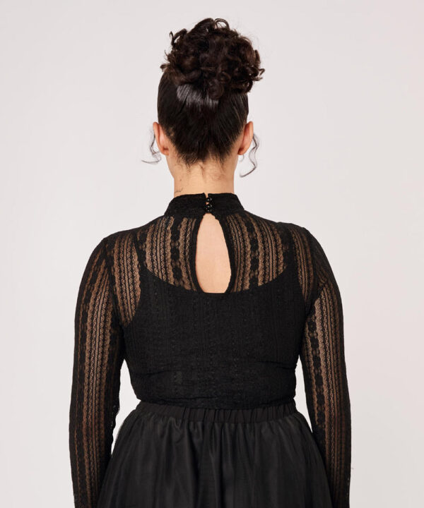 maude black floral lace gothic top by hell bunny
