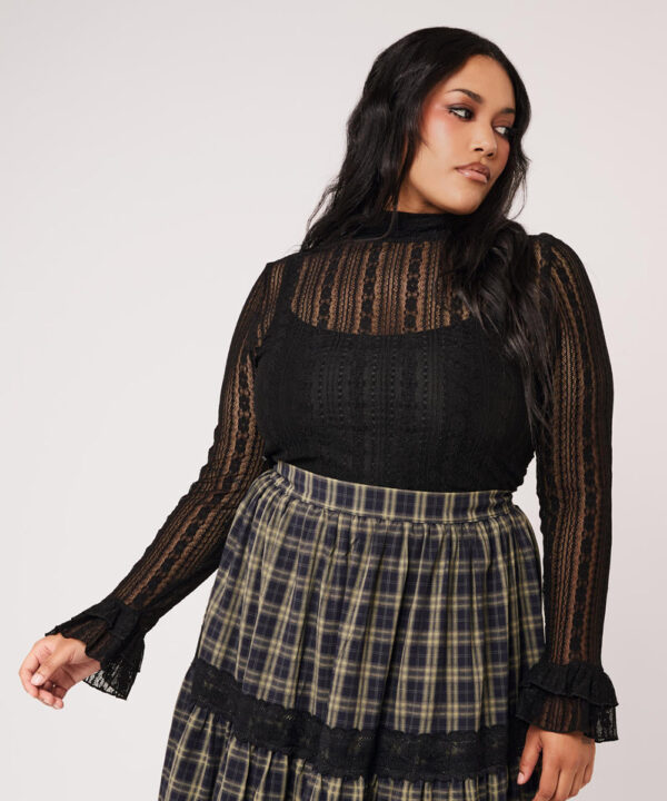 maude black floral lace gothic top by hell bunny