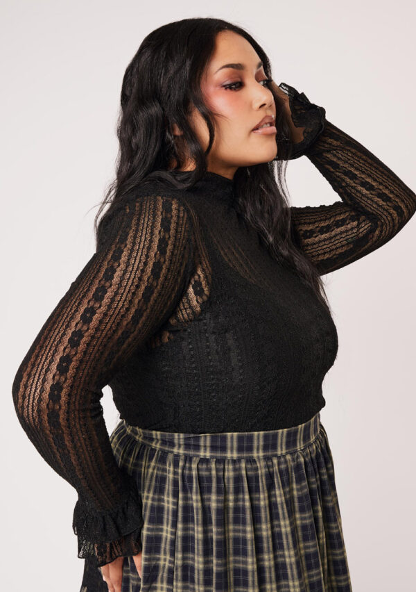 maude black floral lace gothic top by hell bunny