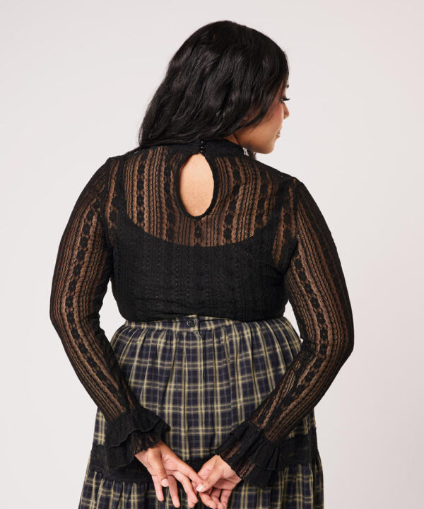 maude black floral lace gothic top by hell bunny