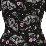 chrysalis black moth & floral gothic midi dress by hell bunny