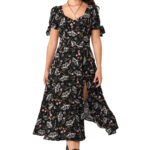 chrysalis black moth & floral gothic midi dress by hell bunny