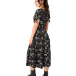 chrysalis black moth & floral gothic midi dress by hell bunny
