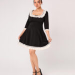 moira black lace & ribbon gothic lolita mini dress by hell bunny