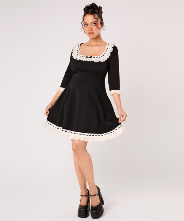 moira black lace & ribbon gothic lolita mini dress by hell bunny