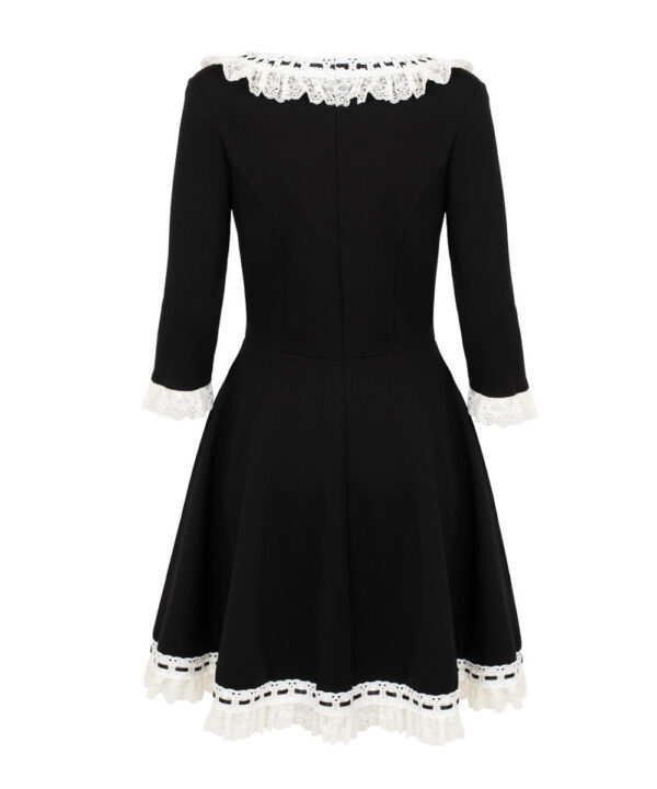 moira black lace & ribbon gothic lolita mini dress by hell bunny