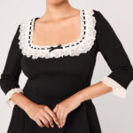 moira black lace & ribbon gothic lolita mini dress by hell bunny