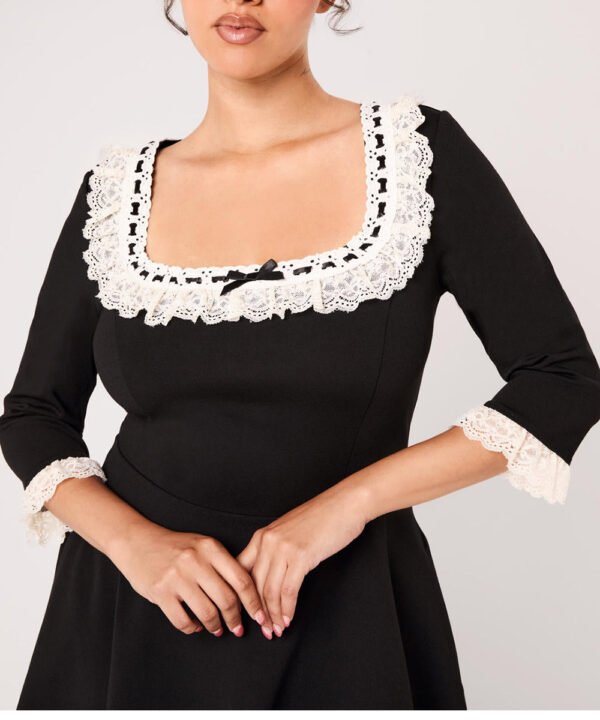 moira black lace & ribbon gothic lolita mini dress by hell bunny