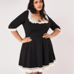 moira black lace & ribbon gothic lolita mini dress by hell bunny