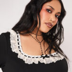 moira black lace & ribbon gothic lolita mini dress by hell bunny