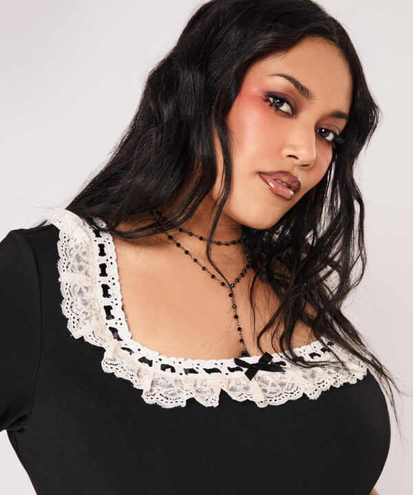 moira black lace & ribbon gothic lolita mini dress by hell bunny