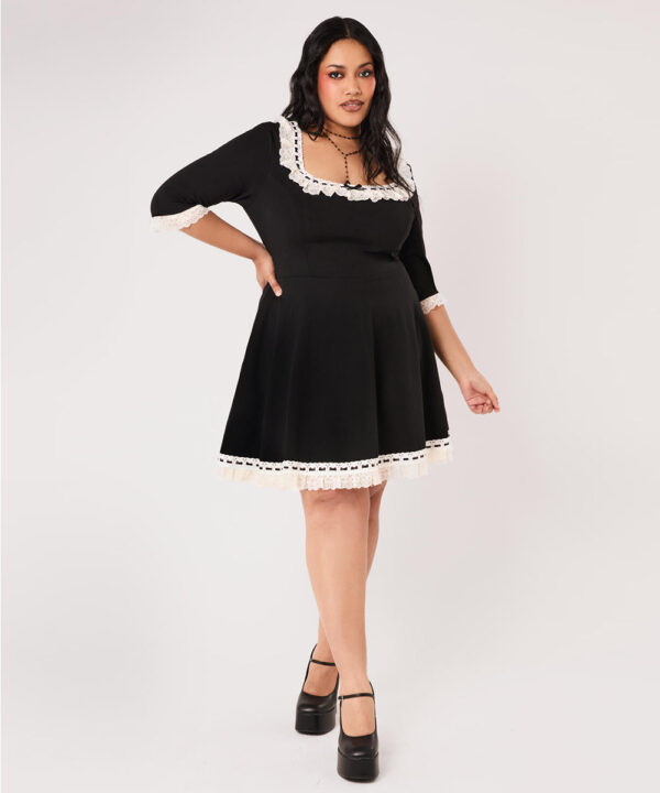 moira black lace & ribbon gothic lolita mini dress by hell bunny