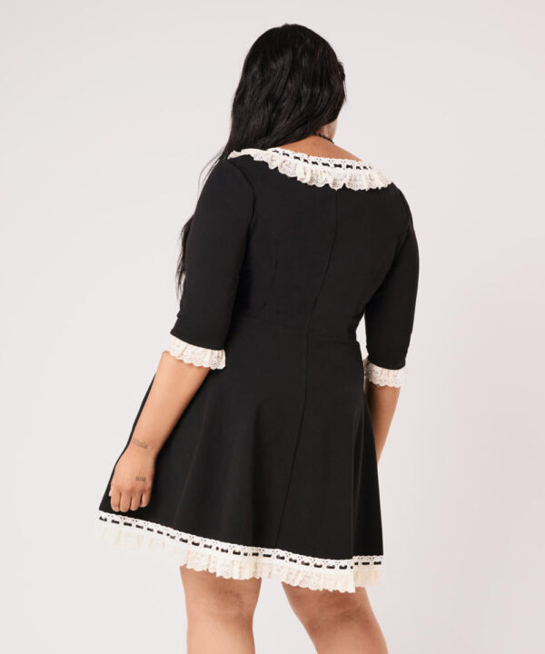 moira black lace & ribbon gothic lolita mini dress by hell bunny