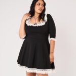 moira black lace & ribbon gothic lolita mini dress by hell bunny