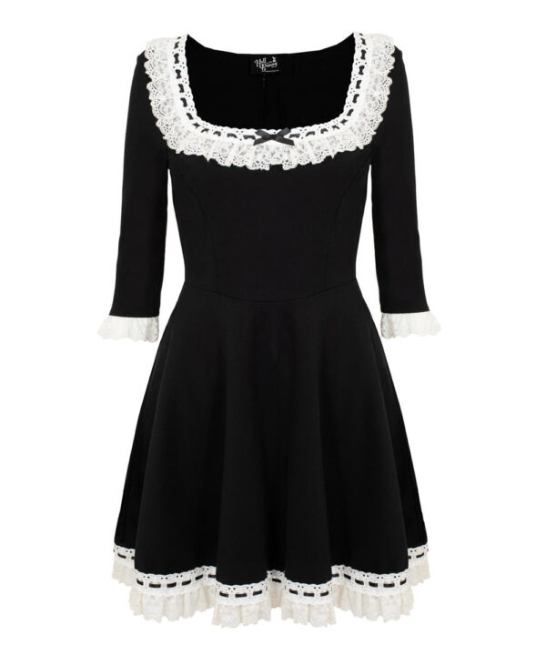 moira black lace & ribbon gothic lolita mini dress by hell bunny