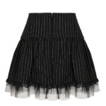 quinzel black & white pinstripe gothic skirt with lace by hell bunny