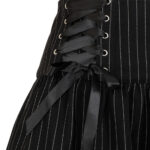 quinzel black & white pinstripe gothic skirt with lace by hell bunny
