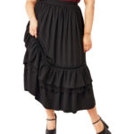 disenchanted long black gothic midi skirt by hell bunny
