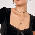 disenchanted black lace & velvet ribbon gothic top by hell bunny