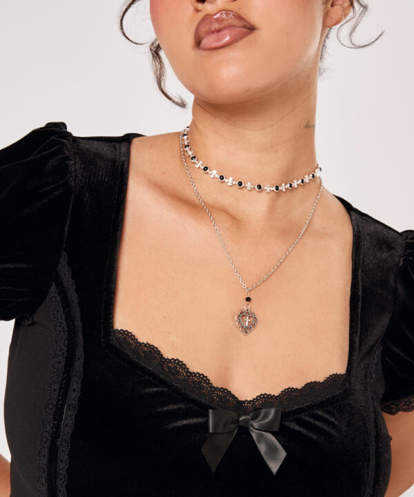 disenchanted black lace & velvet ribbon gothic top by hell bunny