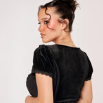 disenchanted black lace & velvet ribbon gothic top by hell bunny