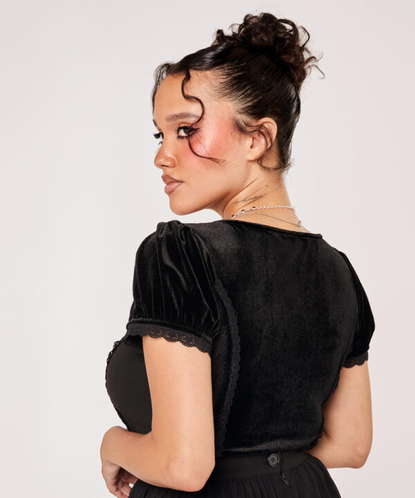 disenchanted black lace & velvet ribbon gothic top by hell bunny