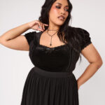 disenchanted black lace & velvet ribbon gothic top by hell bunny