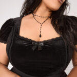 disenchanted black lace & velvet ribbon gothic top by hell bunny