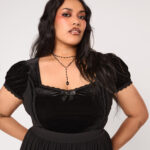 disenchanted black lace & velvet ribbon gothic top by hell bunny
