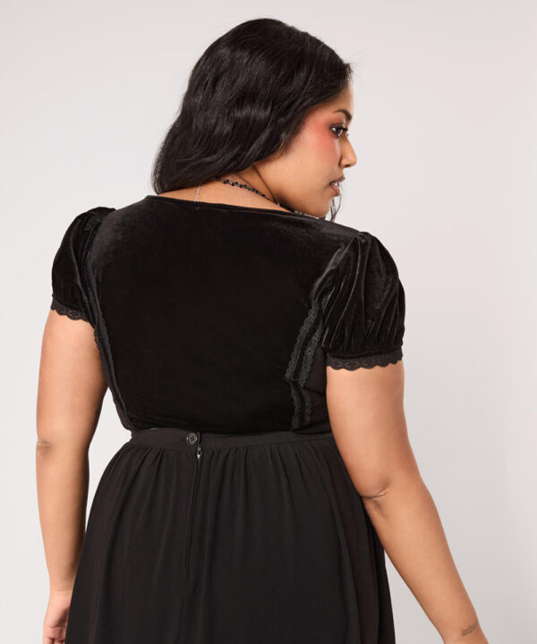 disenchanted black lace & velvet ribbon gothic top by hell bunny