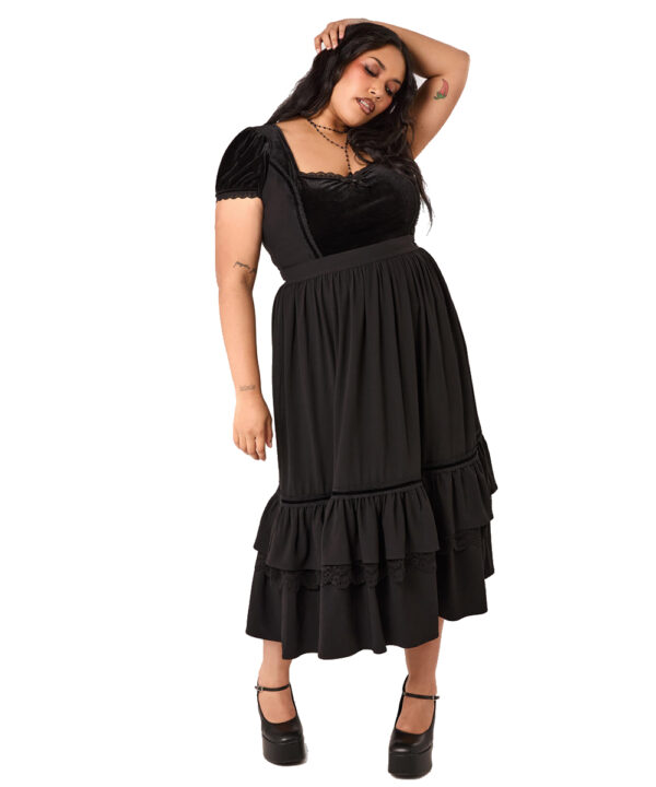 disenchanted black lace & velvet ribbon gothic top by hell bunny