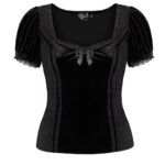 disenchanted black lace & velvet ribbon gothic top by hell bunny