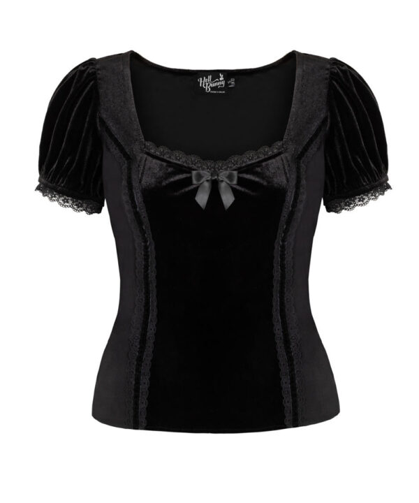 disenchanted black lace & velvet ribbon gothic top by hell bunny